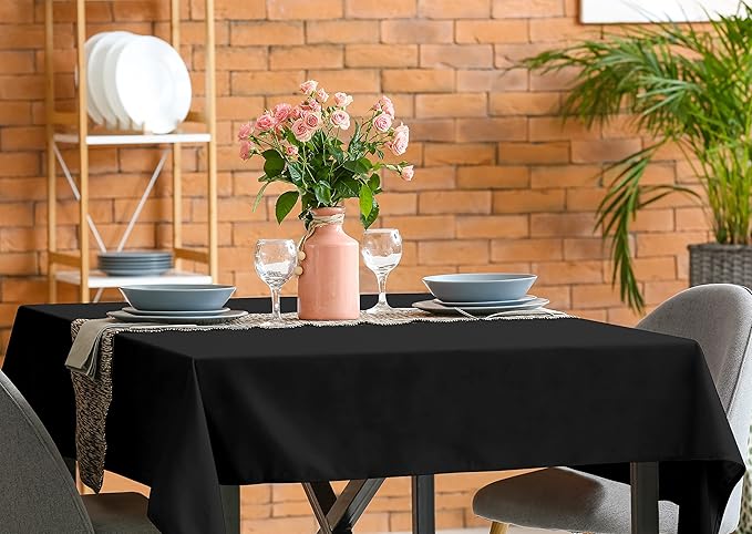 Utopia Kitchen Square Table Cloth 2 Pack (54x54 Inches, Black), Machine Washable Polyester Table Cover for Dining, Buffet Parties, Picnics, Events, Weddings and Restaurants