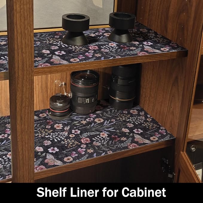 16IN x 10FT Butterfly Shelf and Drawer Liner for Kitchen Cabinets, Non-Adhesive and Strong Non-Slip Floral Shelf Cabinet Drawer Liners for Kitchen, Waterproof Cupboard Liners,Easy to Clean