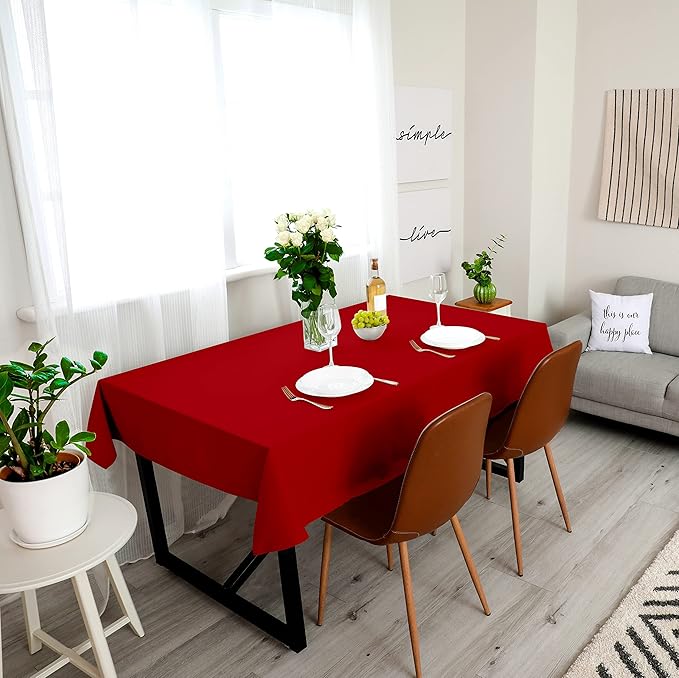 Utopia Kitchen Rectangle Table Cloth 2 Pack (60x84 Inches, Red), Machine Washable Polyester Table Cover for Dining, Buffet Parties, Picnics, Events, Weddings and Restaurants
