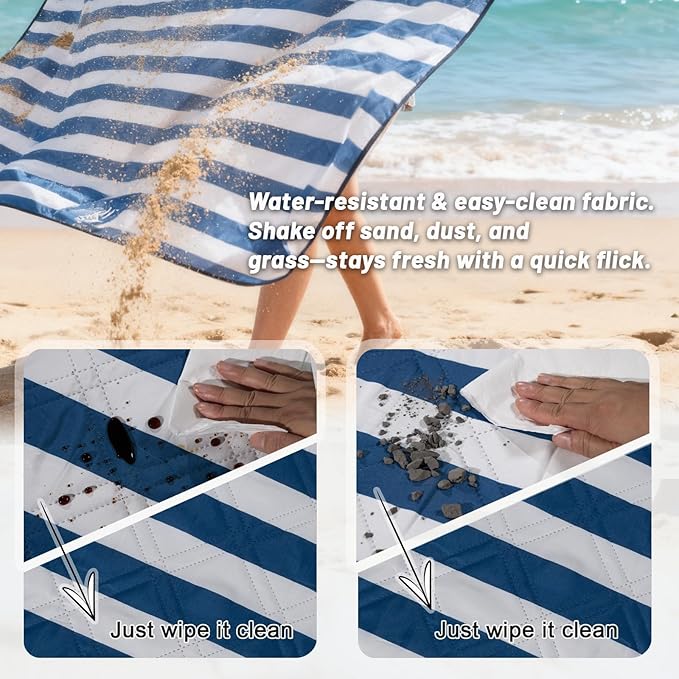 Large Picnic Blanket 80"x80" – Extra Large Waterproof Sandproof Outdoor Blanket for Beach, Grass, Park, Lawn, Camping, Wedding Registry Gift, Foldable & Portable Mat for Family Travel