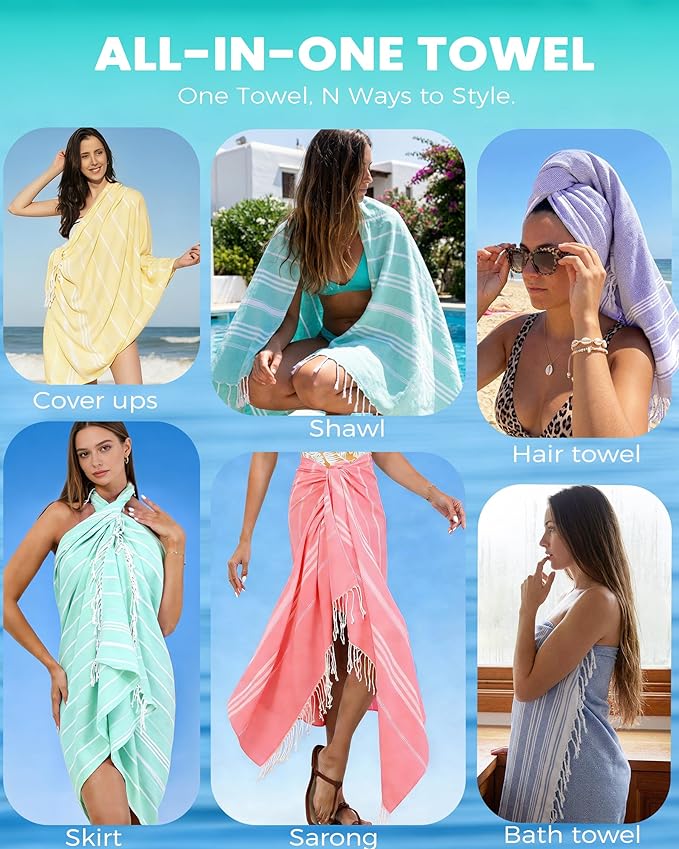 Antfuny 6 Packs Turkish Beach Towels Yoga Blanket Gym Workout Towel Men's Birthday Gift Ideas for Father's Day Dad Husband Brother Uncle Son Daughter Boyfriend Male Boss Grandpa Him Appreciation Green