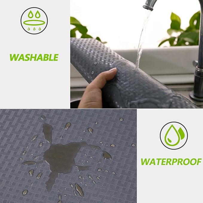 HooTown Shelf Liner Kitchen Cabinet Drawer Mats 23.6 Inch Wide x 196.8 Inch Long, Non Slip EVA Plastic Water Resistant Pad for Bathroom Drawers,Shoe Shelves, Under Sink, Gray