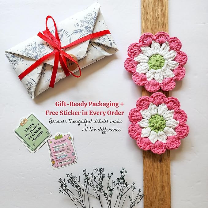 Cotton Car Coasters 2pc Car Cup Coasters Cute car Accessories for Women car Coaster for Cup Holders (Peony Pop)