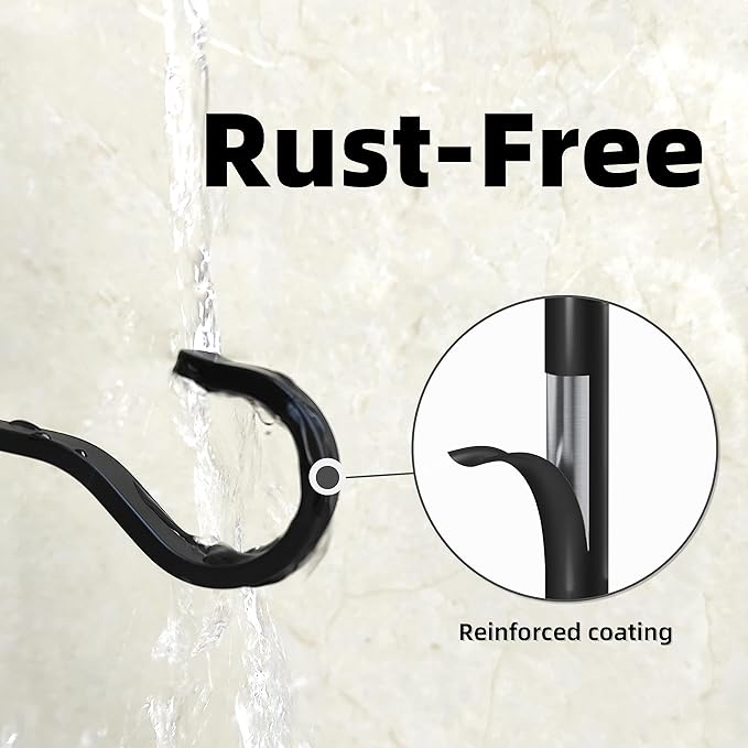 saffruff Heavy Duty Plant Hooks for Wall: 6-Inch 2 Pack Plant Hangers Outdoor, Hold 35lb, Bird Feeder Hanger for Outside, Iron Planter Brackets for Hanging Baskets, Wind Chime, Lantern, Metal - Black