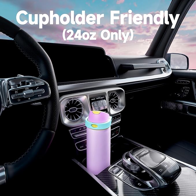 24 oz Insulated Water Bottle with Straw: Meoky Stainless Steel Metal Water Bottle with 2-in-1 Lid - Leak Proof, Cold for 24 Hours, Fits in Car Cup Holder, BPA-Free for Gym Travel Sports, Mauve