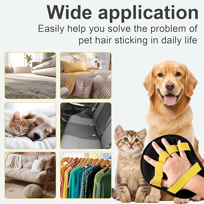 Lonfliness Pet Hair Fur Removal Mitt Glove for Cats Dogs 5-Finger Electrostatic Reusable Pet Hair Remover Brush Tool for Couch Furniture Carpet Laundry Clothing