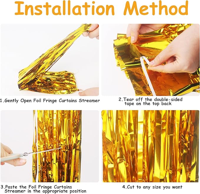 Streamer Party Decorations - 3.28 ft x 6.56 ft Metallic Foil Fringe Curtains Party Streamer Photo Backdrop for Birthday, Wedding, Baby Shower & Holiday Decor