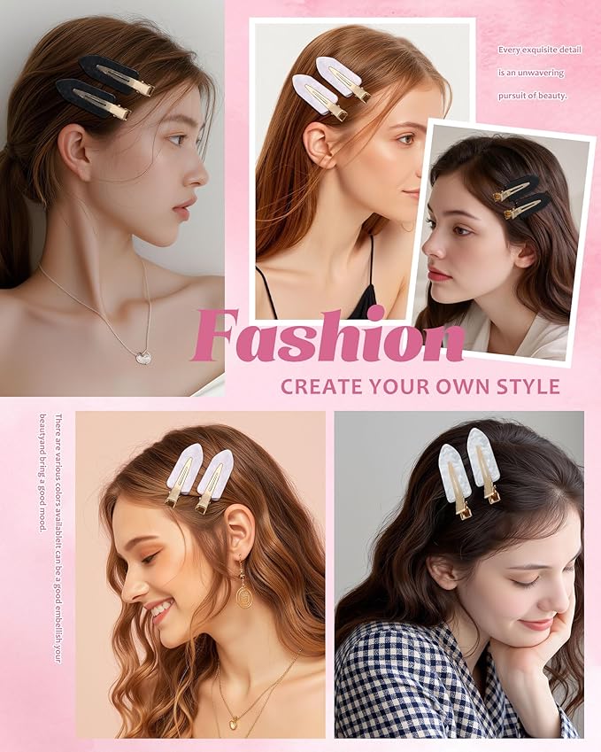 6PCS Acrylic Marbled Hair Claw Clips - Include No Bend No Crease Hair Clips and Medium Rhinestone Claw Clip, Cute Stylish Hair Accessories for Women Makeup, Strong Hold Non Slip for Thick Thin Hair