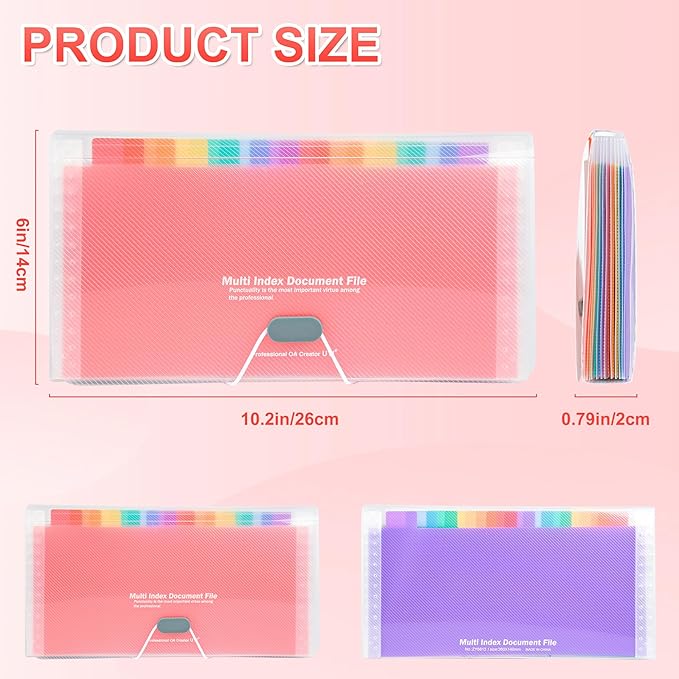2 Pcs 13 Pockets Expanding File Folders,B6 Accordion Folders/Portable Receipt Organizer/for Receipts, Taxes, Monthly Bills, Cards, Checks, Coupons, Vouchers, Change