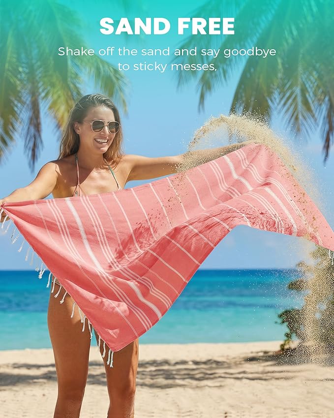 4 Packs Turkish Beach Towels Oversized Bath Pool Swim Towel Set Bulk Quick Dry Sand Free Extra Large Xl Big Blanket Adult Travel Essentials Cruise Accessories Must Have Clearance Vacation Stuff