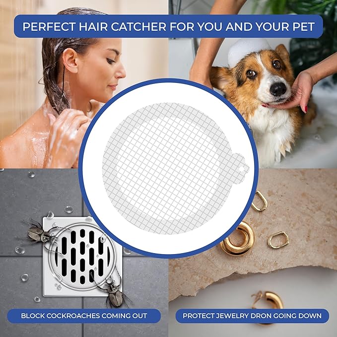 Disposable Hair Catcher Shower Drain Mesh Stickers, 35 Pack