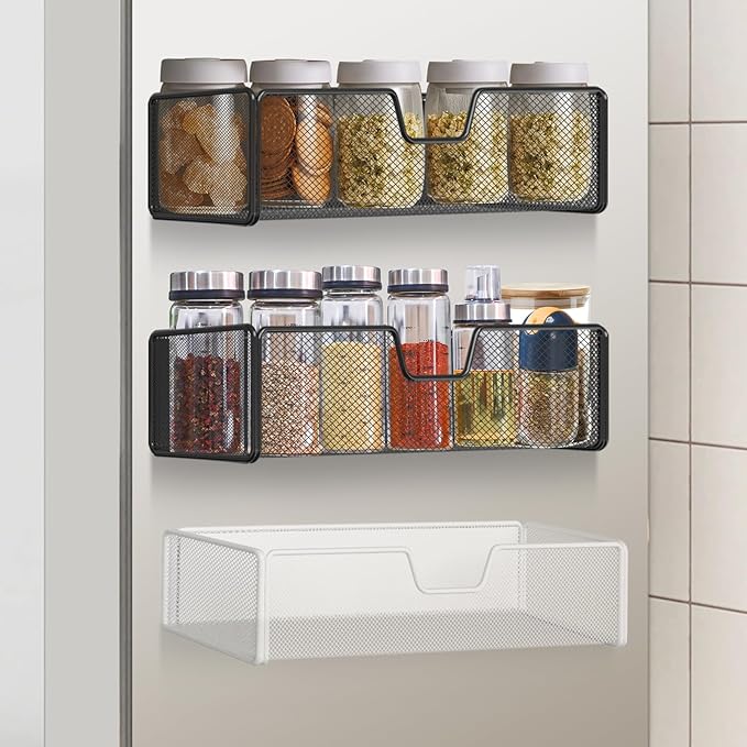 2 pack Magnetic Basket Organizer Holder for Fridge Magnetic Shelf Magnetic Storage Bin Box Containers for Refrigerator Whiteboard Classroom Magnetic Organizer