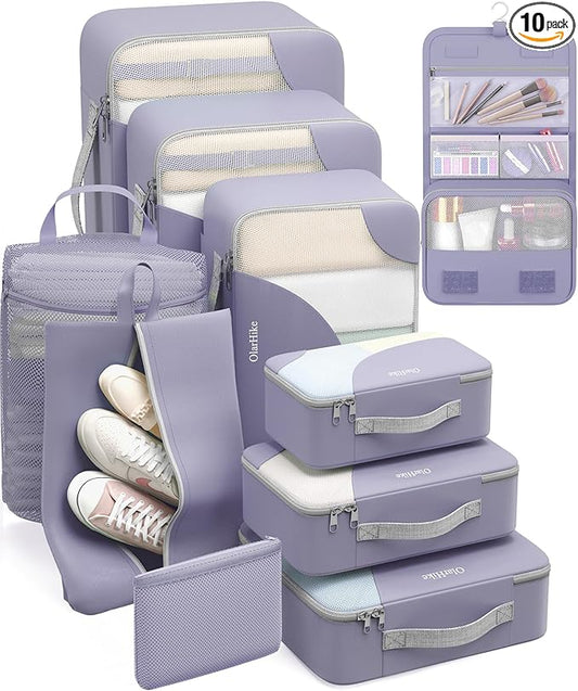 10 Set Packing Cubes for Travel, Gifts for Women Mom,Anti-Tearing Suitcase Organizer,OlarHike Vacation Essentials & Accessories for Cruise Ship