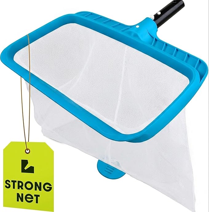 Pool Skimmer Net for Cleaning – Heavy Duty Deep Mesh Pool Net Skimmer - Fine Leaf Rake Net for Swimming Pools, Ponds - Strong Frame - Fits Standard Pool Poles (Net Only, No Pole) - White