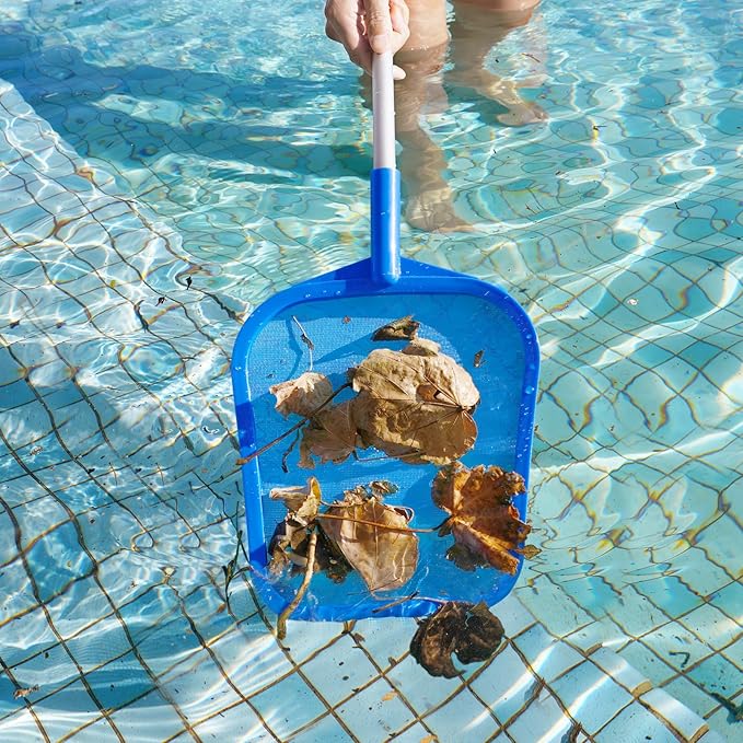 Tavaleu Pool Skimmer, Hot Tub Skimmer Spa Net with Pole, 26'', Ultra Fine Mesh Skimmer Rake, Swimming Pool Leaf Skimmer Net with Aluminum Pole, Spa Hot Tub Skimmer for Fast Cleaning, Leaves, Debris