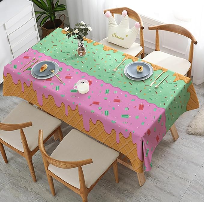 OHOME Ice Cream Party Decorations - Disposable Tablecloth for Ice Cream Birthday Party Decorations - Beach Pool Party Decorations for Summer Bar Party Banner,2 Pack