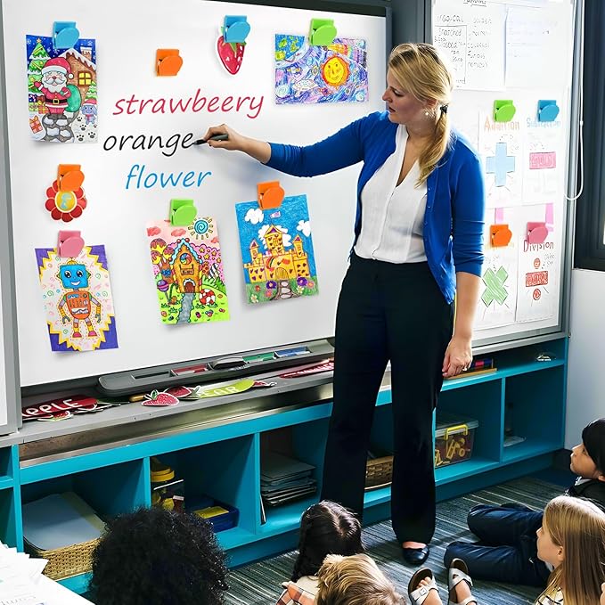 12 Pack Magnetic Clips Heavy Duty, Colorful Magnet Clips for Fridge, Refrigerator Magnets, Strong Magnetic Clip, Scratch Free Magnets with Clip for Whiteboard, Refrigerator, Cruise, Locker