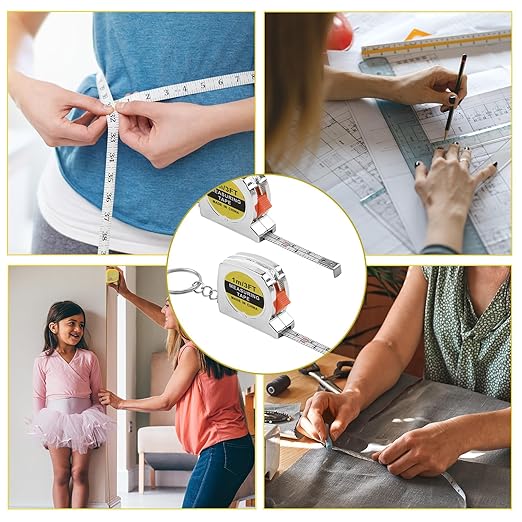 3ft Small Tape Measure Keychain, Portable and Retractable Mini Tape Measure with Slide Lock Mechanism for Daily Use Gadgets or Kids Construction Party Favors Gifting Prize Bag Fillers (60)
