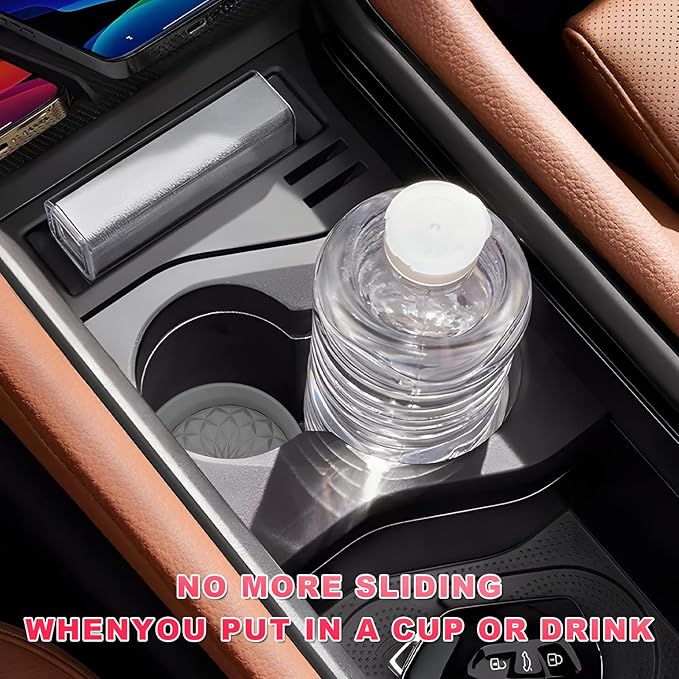 4 PCS Car Cup Holder Coasters, 2.75 Inch Anti-Slip Insert Silicone Car Coaster Drink Mat, Shockproof Universal Auto Cup Coasters for Most Vehicles, Car Interior Accessories (Gray)