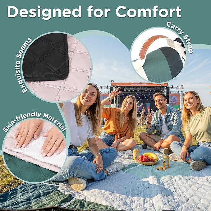 Waterproof Beach Blanket Picnic Outdoor Camping Mat Oversized Extra Large Foldable Sandproof Sand Free Resistant Big XL Giant Towel Hawaii Honeymoon Essentials Women Summer Must Have Vacation Gift