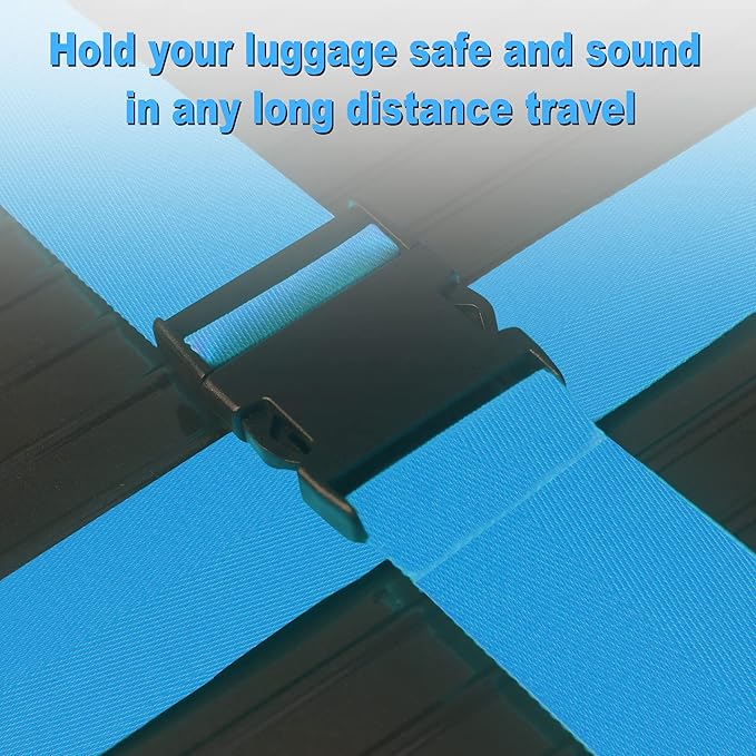 Luggage Straps for Suitcases TSA Approved Travel Belt 8 Pack by Chelmon (Sky Blue)