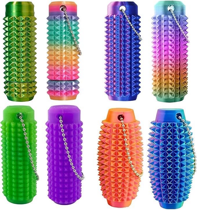 8PC Little Ouchies Fidget Toys Adults, Pain Stim Fidget Anxiety Relief Pain Stim Pocket Sensory Toys for Anxiety and Stress Reduction,Portable Travel Stress Relief Spiky Fidget Keychain (Style-2)