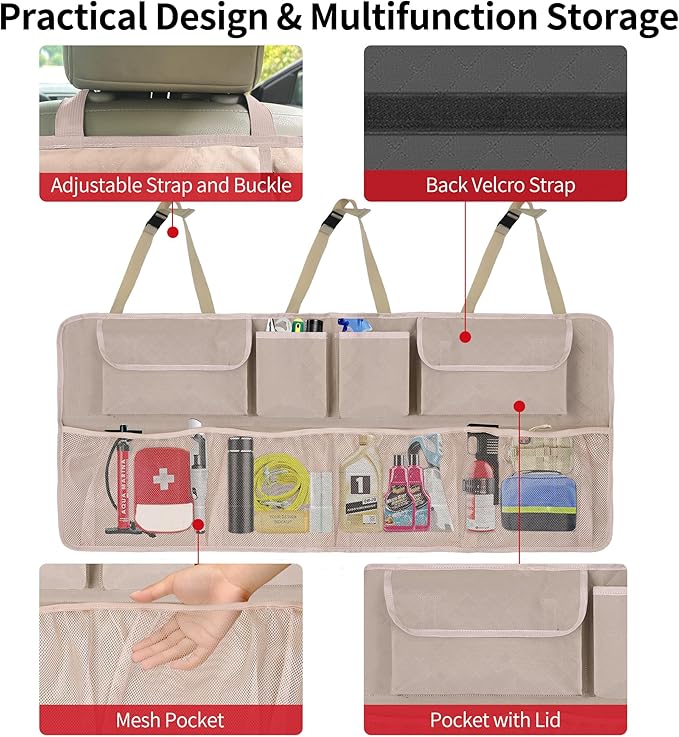 Car Trunk Organizer Storage (Khaki)
