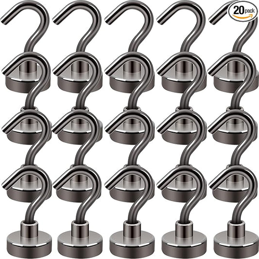 Neosmuk Magnetic Hooks, Cruise Ship Essentials, 30lb+ Heavy Duty Magnetic Hooks for Cruise Cabins, Refrigerator, Grill, Hanging, and Travel | Extra Strong Must-Have Magnet Hook, Gunmetal