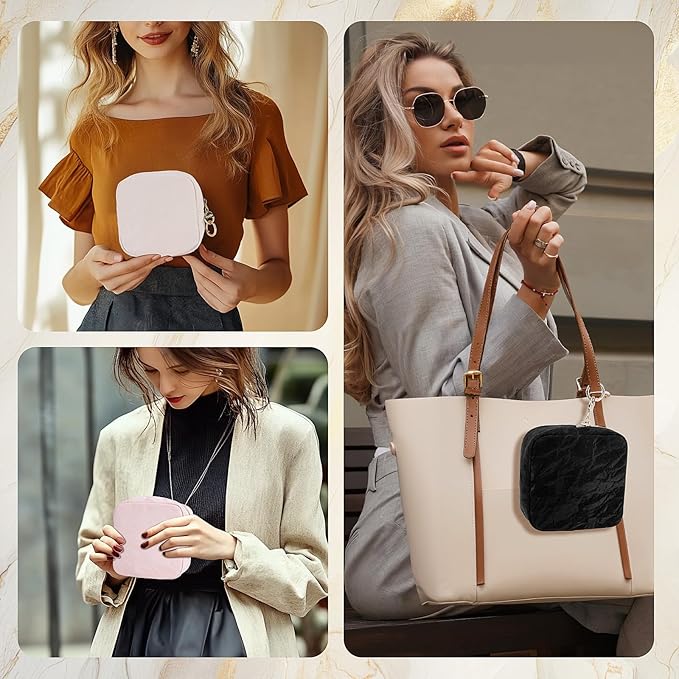 5.5" Small Makeup Bag for Purse, PU Leather Mini Cosmetics Bag with Ring Buckle, Portable Small Travel Makeup Pouch for Women, Birthday/Wedding/Christmas Gifts (Marble, Pink)
