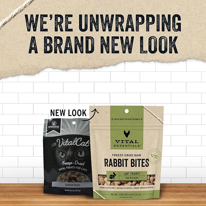 Vital Essentials Freeze Dried Raw Cat Treats, Rabbit | Bites | 0.9 oz | Pack of 2