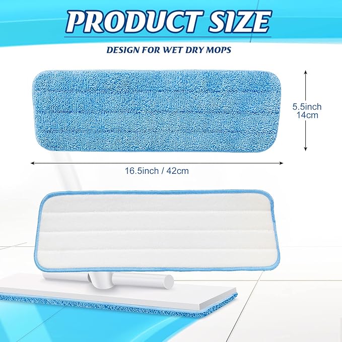 Gandeer 48 Pcs Microfiber Mop Pads Machine Washable Cleaning Flat Mop Head Replacement Reusable Household Pads for Hardwood and Hard Surface Floor Cleaning and Scrubbing