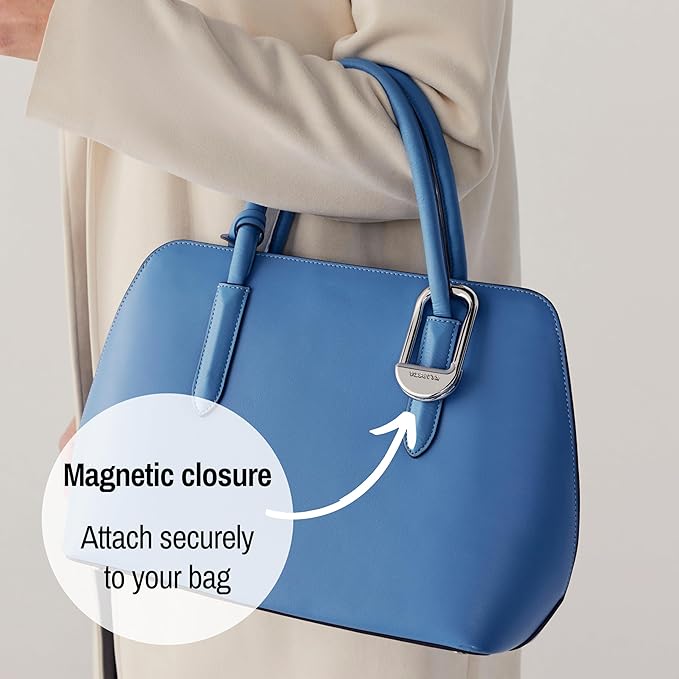 FLIP Bag Hook - Newly Redesigned. Portable Purse Hanger for Table with Magnetic Closure - Now Holds up to 50 lbs. (Silver)