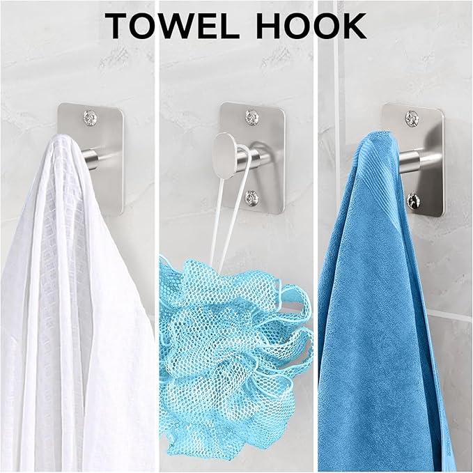 Brushed Nickel Bathroom Accessories Set, 4 Pieces Bathroom Hardware Set, 16 inch Towel Bar, Towel Racks for Bathroom, Robe Towel Hooks, Toilet Paper Holder Wall Mounted