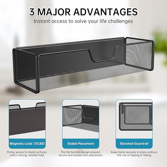 2 pack Magnetic Basket Organizer Holder for Fridge Magnetic Shelf Magnetic Storage Bin Box Containers for Refrigerator Whiteboard Classroom Magnetic Organizer