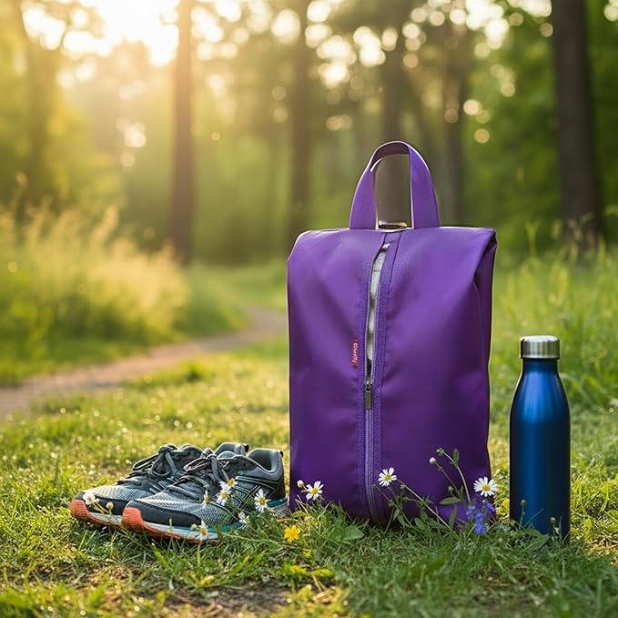 6pcs Portable Shoe Organizer, Travel Pouches with Zipper, Golf Shoe Bags, Clothes Bags, Soccer Cleats Bag Shoe Pouch for Gym, Waterproof, Odor-Resistant (Purple)