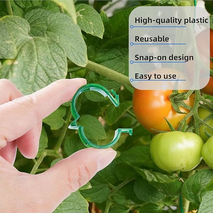 100 Pcs Plant Support Clips,Plastic Clips for Securing Plants,Tomato Vine Clips,Plant Fixing Clips,Garden Clips for Climbing Plants,Grape and Vine Vegetables (100, White)