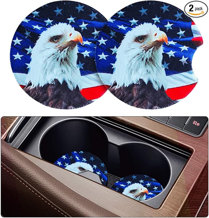 Moly Magnolia 2 Pack Car Coasters for Drinks Absorbent - 2.75 Inch Cute Car Cup Holder Coasters for Women, Removable Cup Holder Coaster for Women Girls, Car Interior Accessories (Style H)