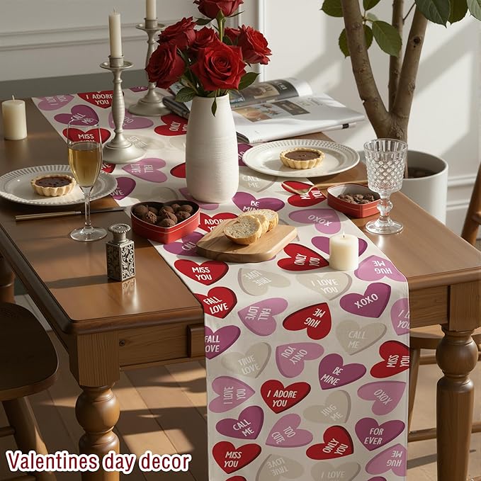 OHOME Valentines Day Decorations - Valentines Table Runner | Valentines Day Decor Party Favors Supplies - Galentines Day Decorations Centerpiece Accessories for Home Kitchen