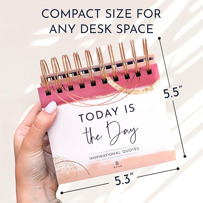 RYVE Motivational Calendar - Daily Flip Calendar with Inspirational Quotes - Motivational Gifts and Inspirational Gifts for Women, Desk Decor, Office Decor for Women and Office Desk Accessories
