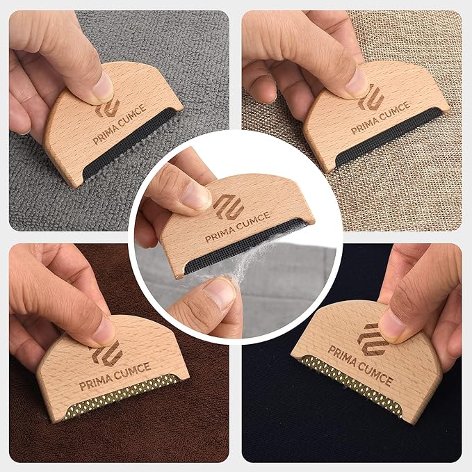 2 PCS Wooden Sweater Comb for De-Pilling Cashmere, Wool, Knitwear, Manual Lint Remover, Portable Depiller for Clothes, Fuzz, Bobbles, Pilling Shaver, Fabric Defuzzer, Sweater Care Tool