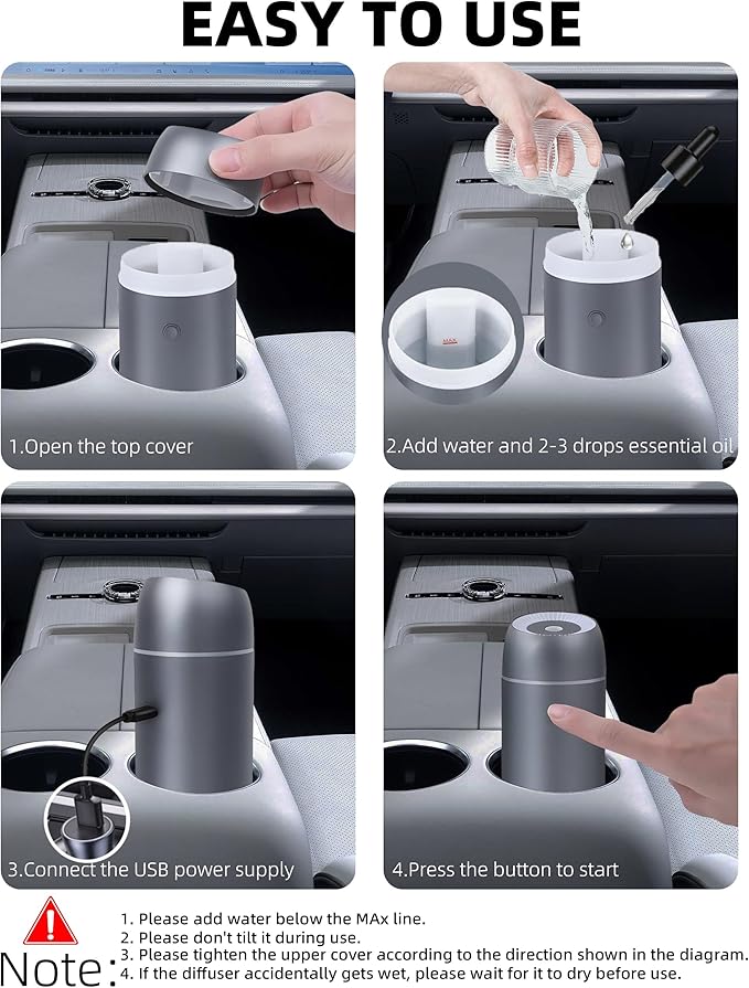 Portable Mini Ultrasonic Essential Oil Diffuser - 100ml USB Aromatherapy Humidifier with 7-Color LED Lights, Upgraded Aluminum Alloy Shell for Home, Office, Bedroom, Car & Small Spaces (Grey)