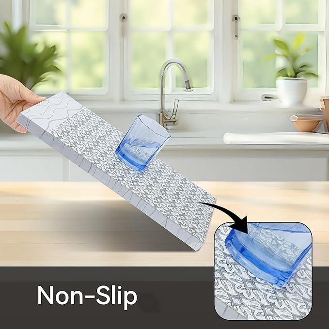 FIFTY FEET 12"x120" Non-Adhesive Shelf Liner for Kitchen Cabinets and Drawers, Washable Non-Slip PVC Cabinet Liner (Black Floral)(6 Roll)