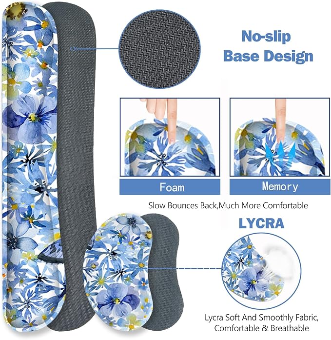 ToLuLu Desk Mat, Gaming Mouse Pad Wrist Support 4 in1 Set, XXL Large Mouse Pad + Keyboard Wrist Rest + Memory Foam Cushion Mouse Wrist Rest for Pain Relieve + Coaster Computer, Butterfly Loves Flower