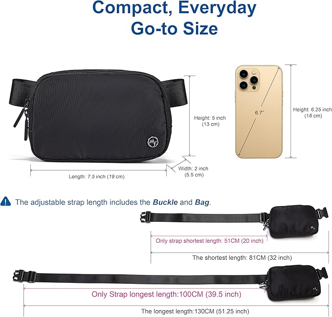Pander Two Way Zipper Fanny Pack Nylon Everywhere Belt Bag for Women, Water Repellent Waist Packs, Crossbody Bags with Adjustable Strap (Red).