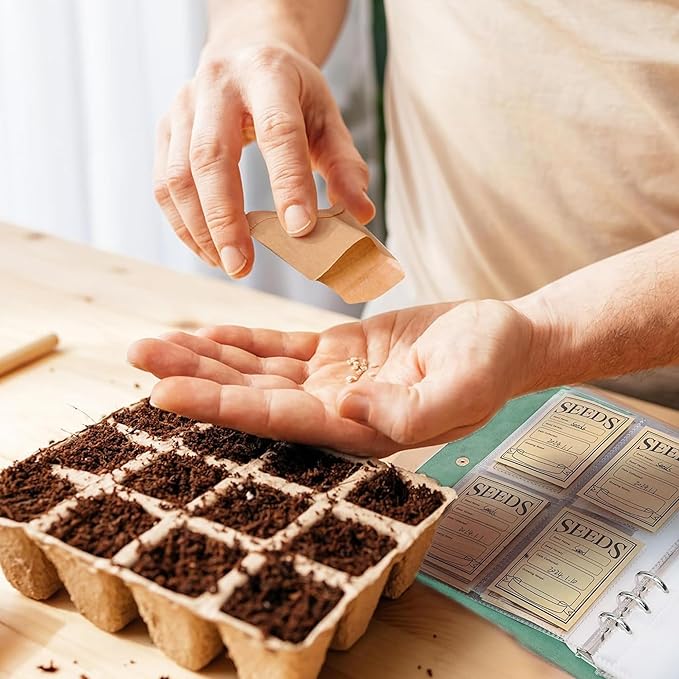 U0U Seed Storage Envelopes, Green Resealable Sealing Seed Envelopes Garden Seed Organizer Storage Box,Seed Packet Organizer Seed Collecting Template for Vegetable (Green)