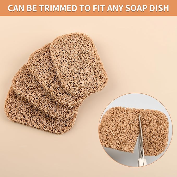 4PCS BPA-Free Soap Savers Pads for Soap Dish,Easy to Clean Soap Lifting Pads Suitable for Shower Kitchen Bathroom Bathroom Travel Hotel Cleaning Product(Coffee)
