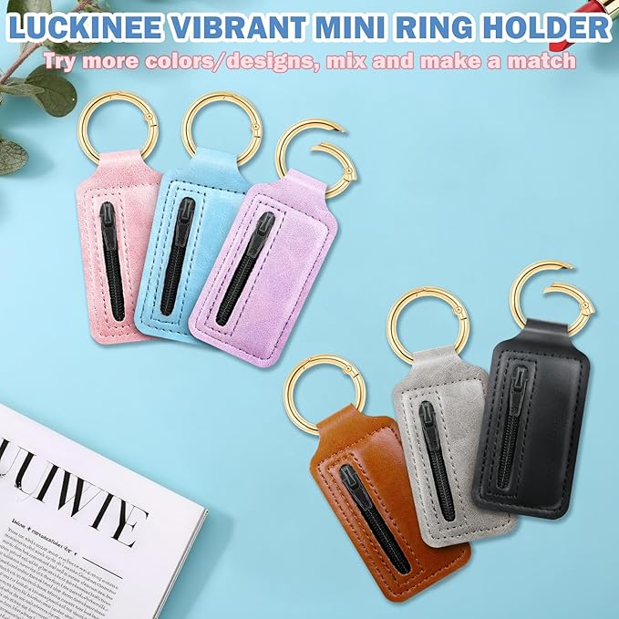 2 Pcs Mini Travel Jewelry Organizer – Dual-Sided Zippered Jewelry Case with Detachable Metal Ring, Small Portable PU Leather Storage Pouch for Rings, Necklaces – Gift for Women, Girls