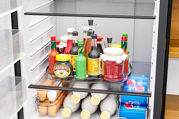 Yieach Clear Refrigerator Lazy Susan Turntable,15.7''x11.8'',Rectangular Fridge Turntable Organizer,Large Rotating Fridge Tray for Kitchen,Countertop,Pantry,Cabinet,Jars and Condiment Organizer,1 Pack