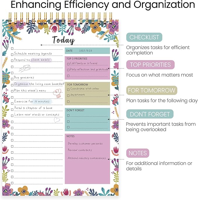To Do List Notepad - To Do List Notebook for Work with 52 Sheets, Undated Daily Planner Perfect for Enhanced Productivity and Goal Achievement - Wild Pop