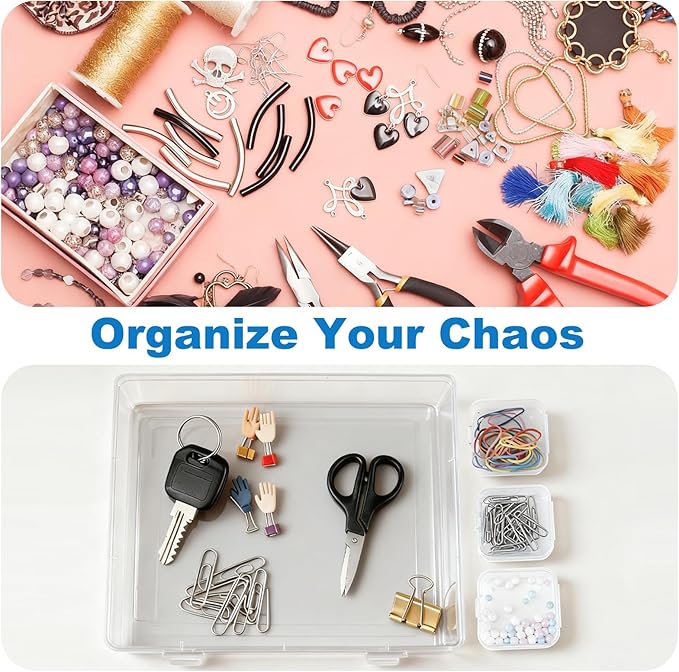 Bead Organizer Box, 60 Pcs Small Clear Plastic Storage Containers with Hinged Lid, Mini Craft Boxes for Beads, Jewelry Making, Diamond Painting, Nail Art, Screws and Small Parts Organization